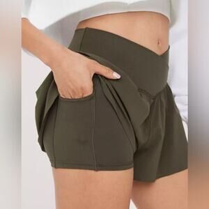 OFFLINE By Aerie Real Me Crossover Flowy Short in Olive Petal NEW Size XL